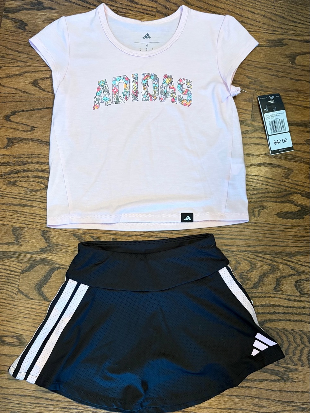 adidas Pink Tee with Black Athletic Skort